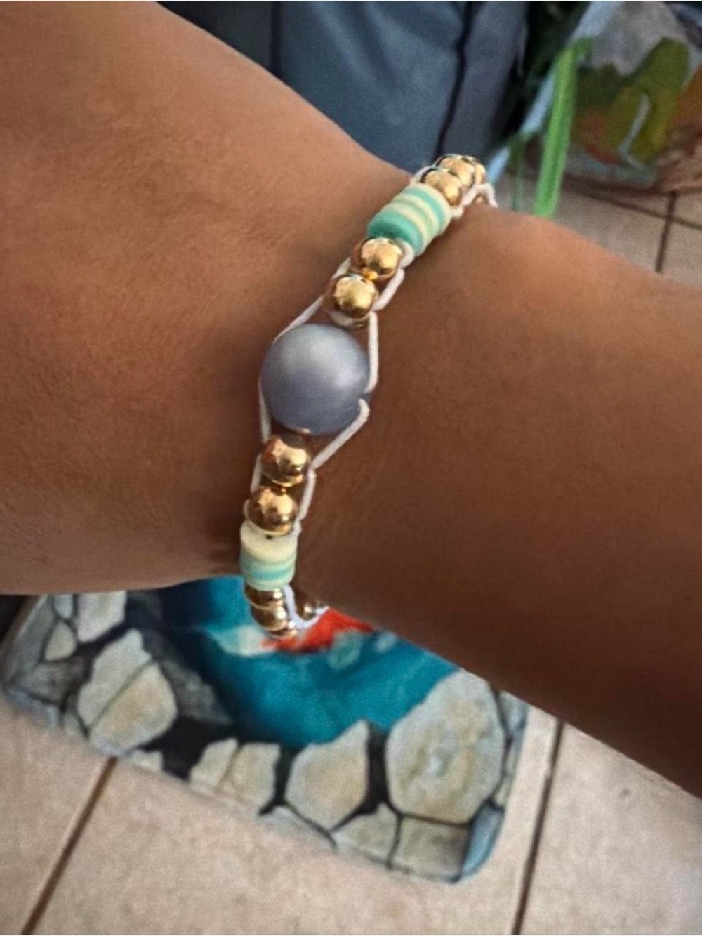 Turquoise & Gold Beaded Wrap Bracelet for Women
